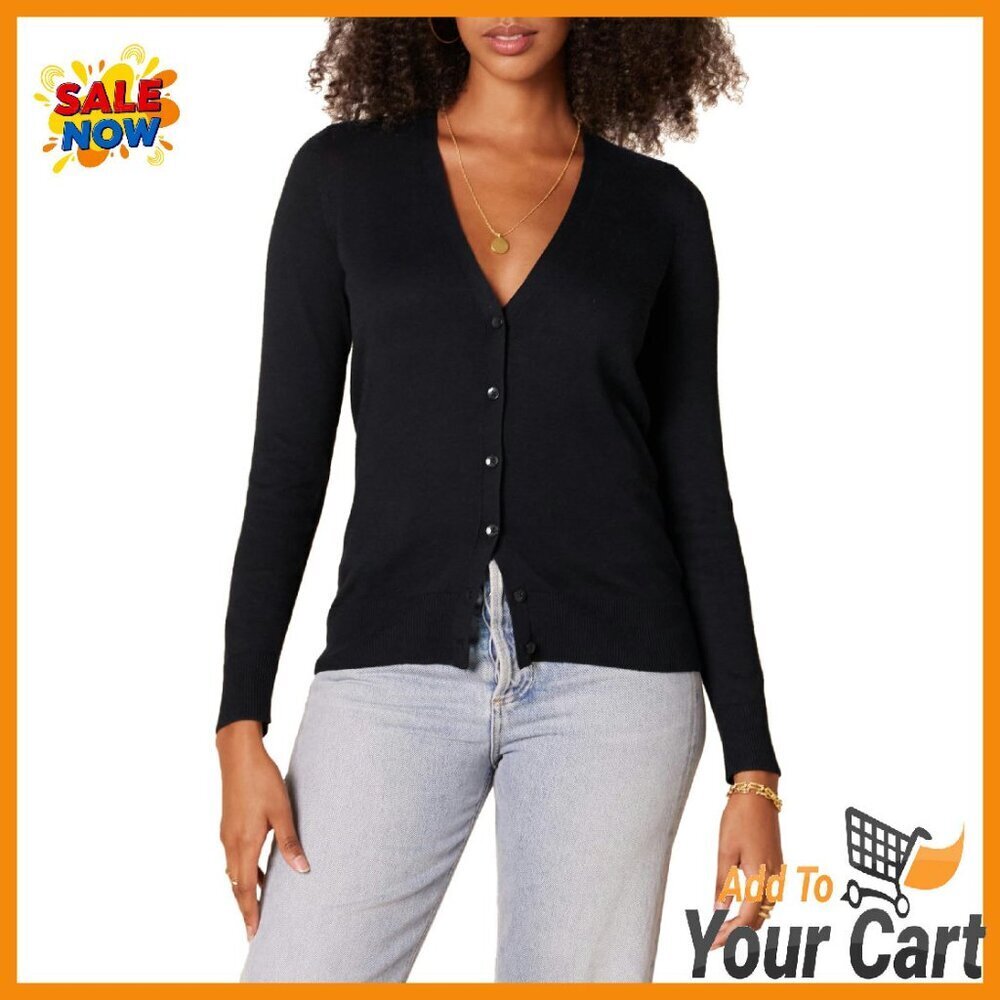 Lightweight V-Neck Cardigan Sweater Regular Fit Button Front